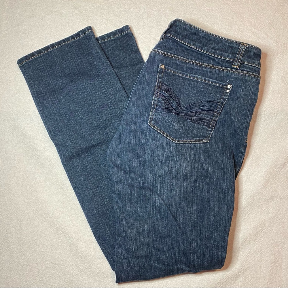 White House Black Market Slim Leg Denim Jeans With Embroidered Pockets Size 8R